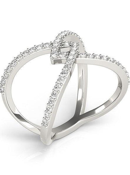 14k White Gold Fancy Entwined Design Diamond Ring (1/2 cttw) - Ellie Belle