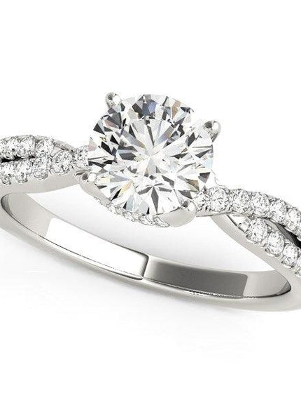 14k White Gold Fancy Prong Split Shank Diamond Engagement Ring (1 1/4 cttw) - Ellie Belle