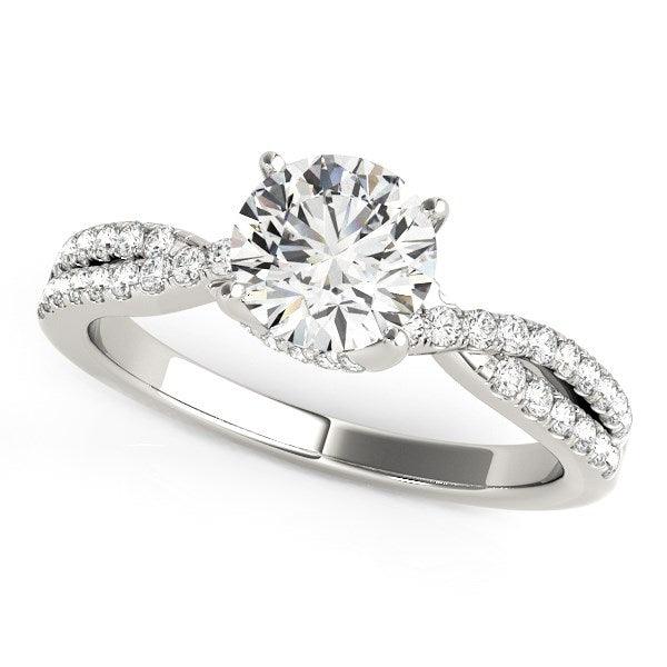 14k White Gold Fancy Prong Split Shank Diamond Engagement Ring (1 1/4 cttw) - Ellie Belle