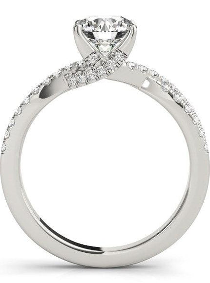 14k White Gold Fancy Prong Split Shank Diamond Engagement Ring (1 1/4 cttw) - Ellie Belle