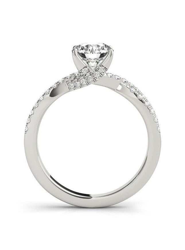 14k White Gold Fancy Prong Split Shank Diamond Engagement Ring (1 1/4 cttw) - Ellie Belle