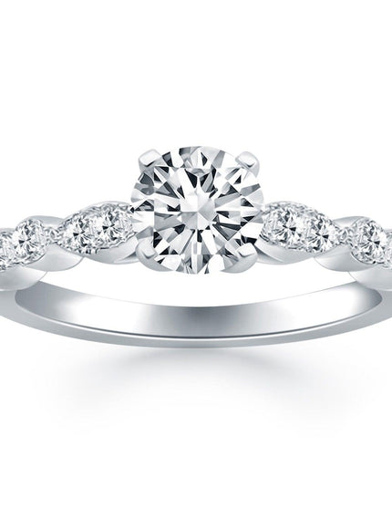 14k White Gold Fancy Shaped Diamond Engagement Ring - Ellie Belle