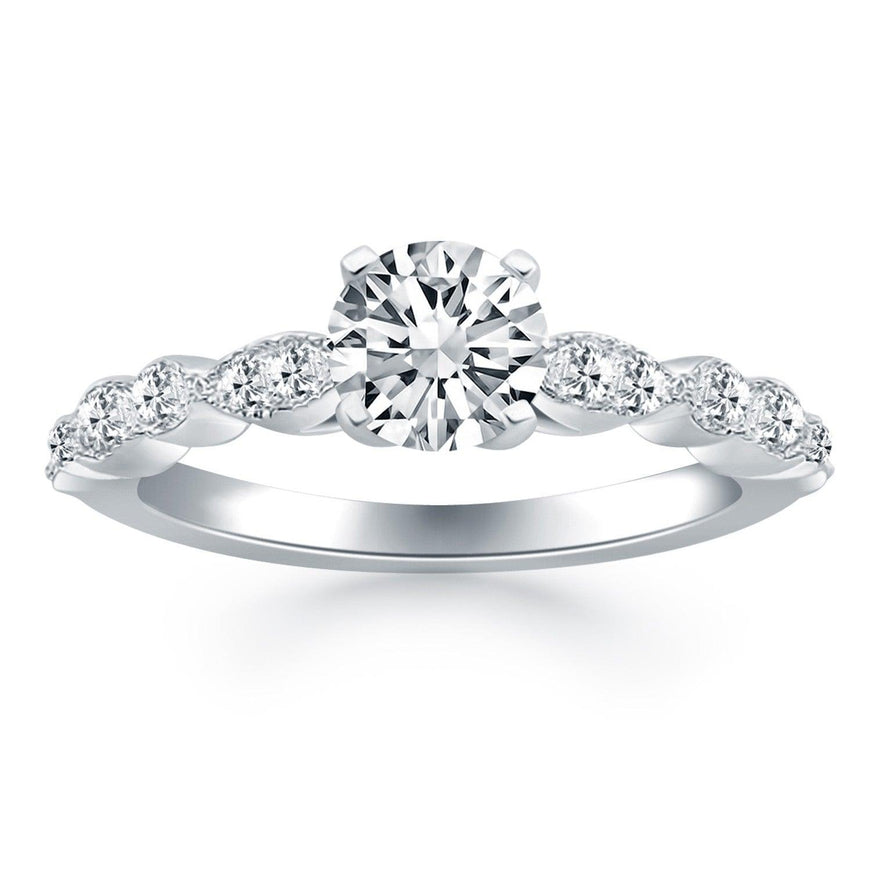 14k White Gold Fancy Shaped Diamond Engagement Ring - Ellie Belle