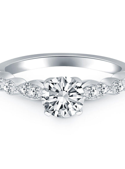 14k White Gold Fancy Shaped Diamond Engagement Ring - Ellie Belle