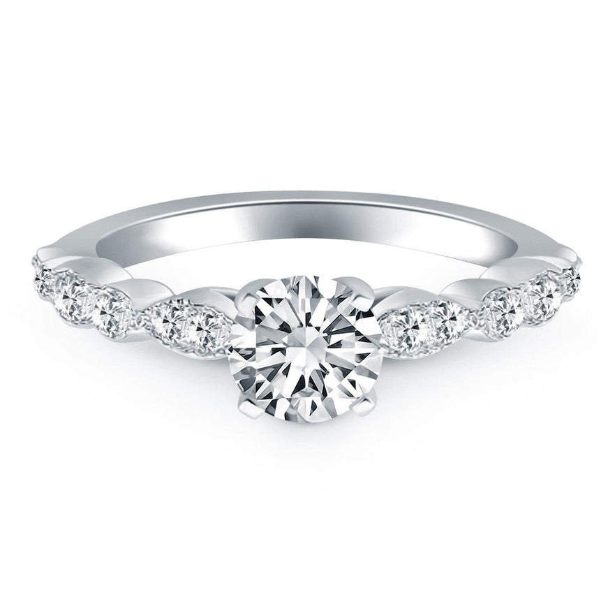 14k White Gold Fancy Shaped Diamond Engagement Ring - Ellie Belle