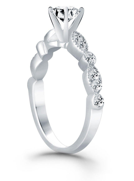 14k White Gold Fancy Shaped Diamond Engagement Ring - Ellie Belle