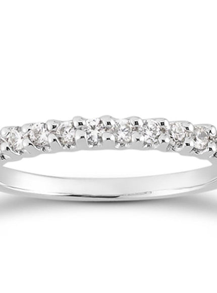 14k White Gold Fancy U Setting Shared Prong Diamond Wedding Ring Band - Ellie Belle