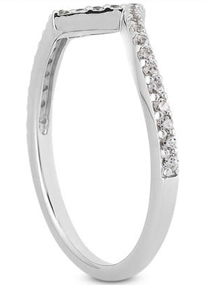 14k White Gold Fancy Zig Zag Pave Diamond Wedding Ring Band - Ellie Belle