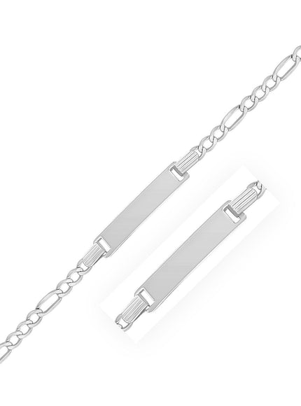 14k White Gold Figaro Chain Fancy Children's ID Bracelet - Ellie Belle