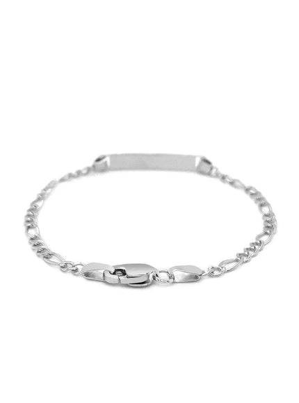 14k White Gold Figaro Chain Fancy Children's ID Bracelet - Ellie Belle