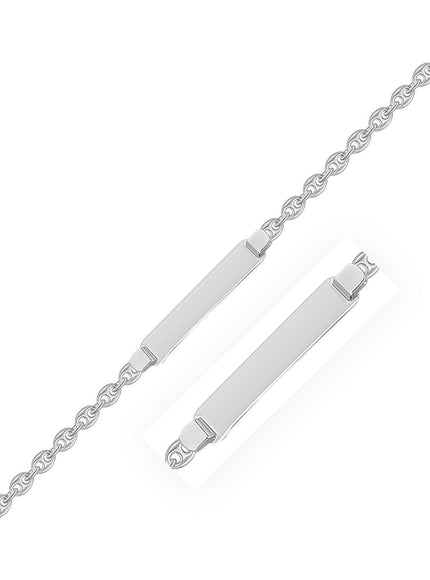 14k White Gold Figaro Chain Fancy Children's ID Bracelet - Ellie Belle