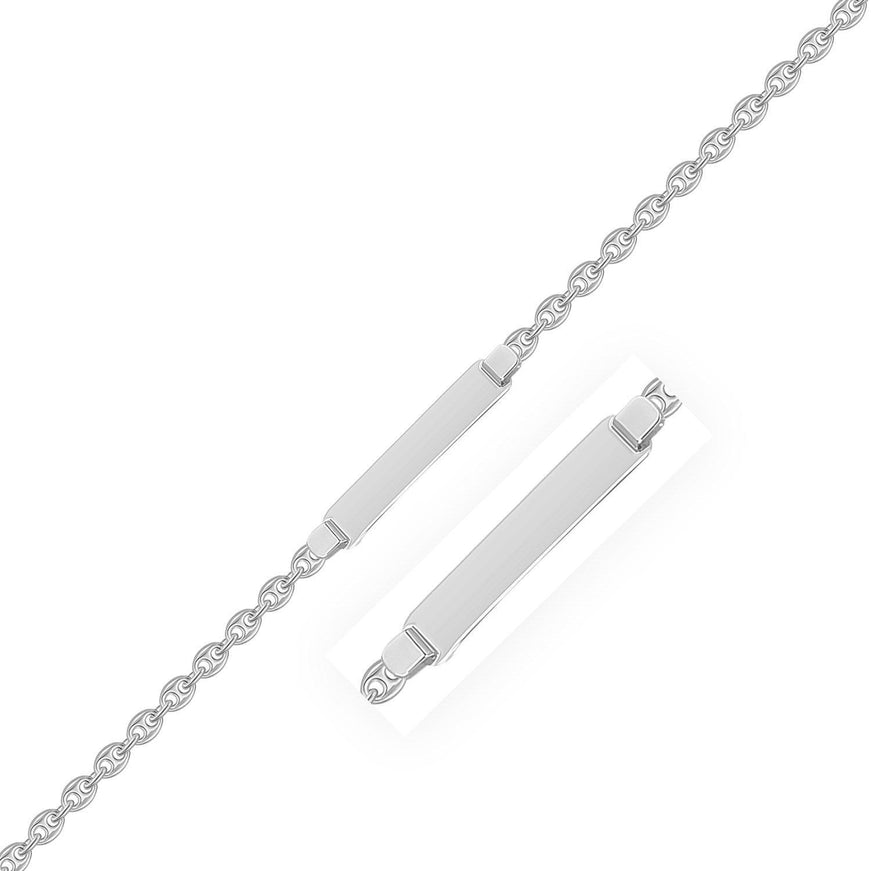 14k White Gold Figaro Chain Fancy Children's ID Bracelet - Ellie Belle