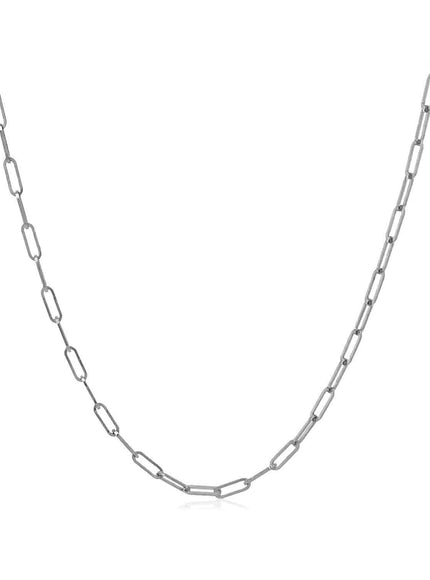 14K White Gold Fine Paperclip Chain (1.5mm) - Ellie Belle