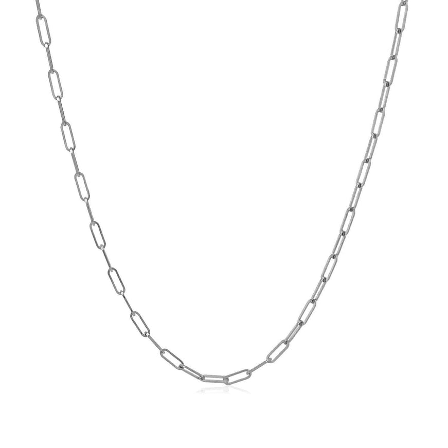 14K White Gold Fine Paperclip Chain (1.5mm) - Ellie Belle