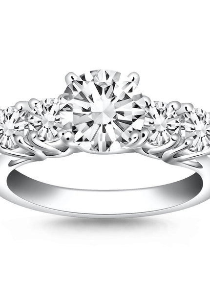 14k White Gold Five Stone Diamond Trellis Engagement Ring - Ellie Belle