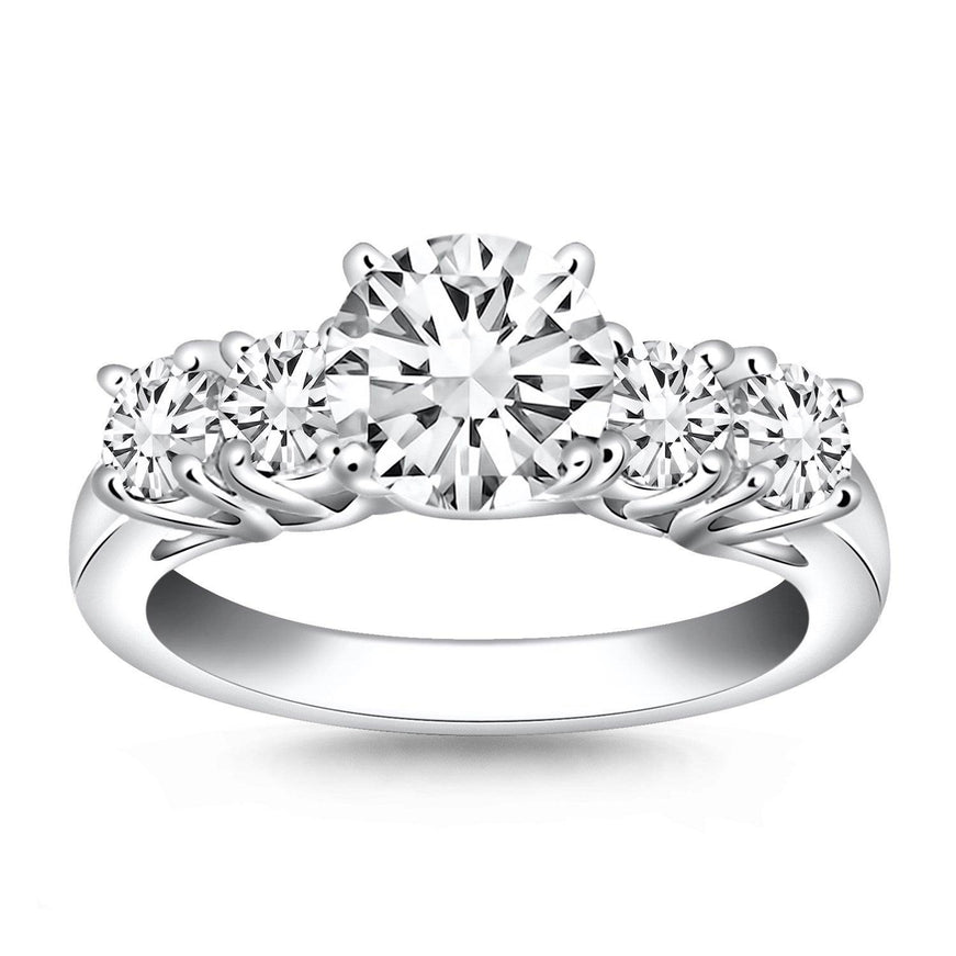 14k White Gold Five Stone Diamond Trellis Engagement Ring - Ellie Belle