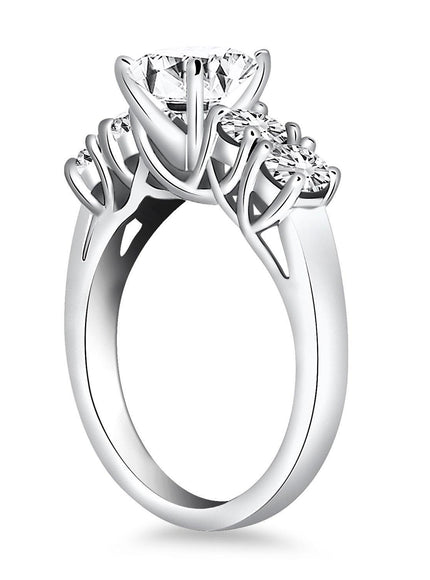 14k White Gold Five Stone Diamond Trellis Engagement Ring - Ellie Belle