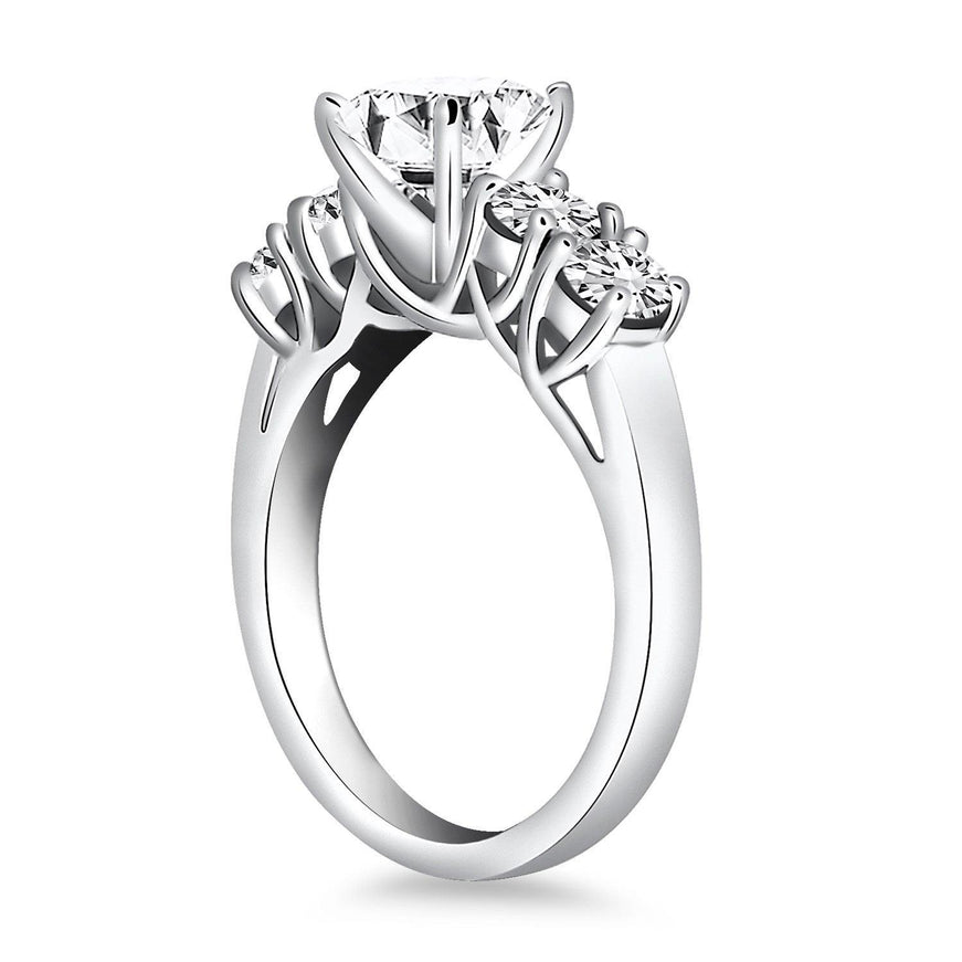 14k White Gold Five Stone Diamond Trellis Engagement Ring - Ellie Belle