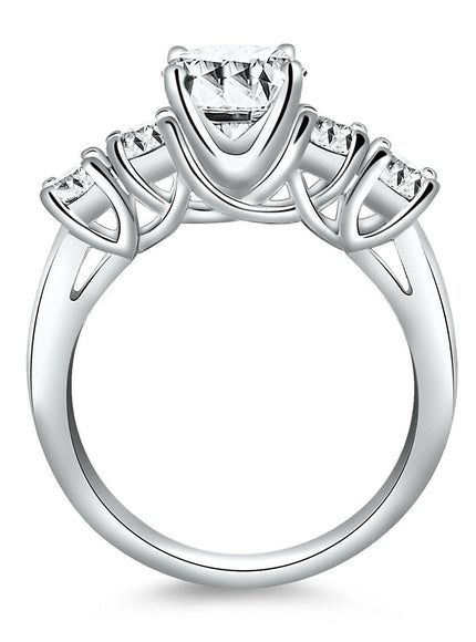 14k White Gold Five Stone Diamond Trellis Engagement Ring - Ellie Belle