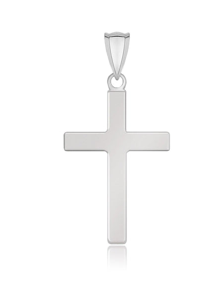 14k White Gold Flat Design Cross Pendant - Ellie Belle