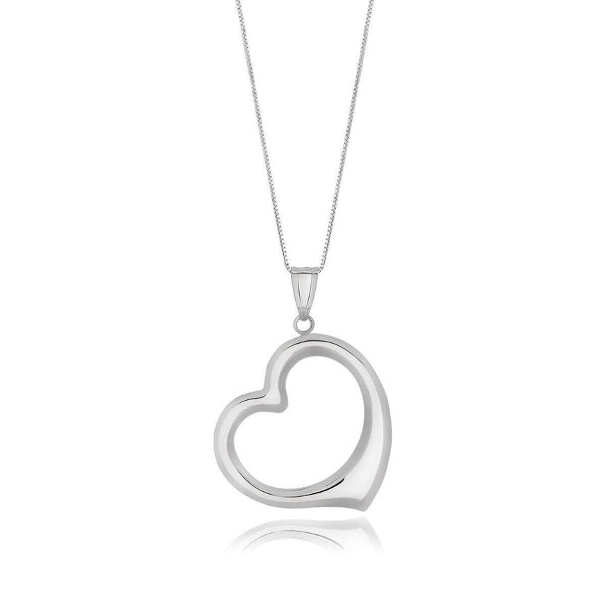 14k White Gold Floating Heart Drop Pendant - Ellie Belle