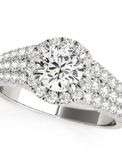14k White Gold Graduated Pave Set Shank Diamond Engagement Ring (1 5/8 cttw) - Ellie Belle