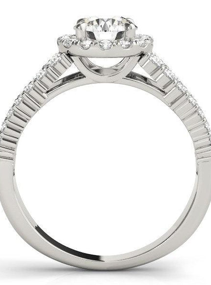 14k White Gold Graduated Pave Set Shank Diamond Engagement Ring (1 5/8 cttw) - Ellie Belle