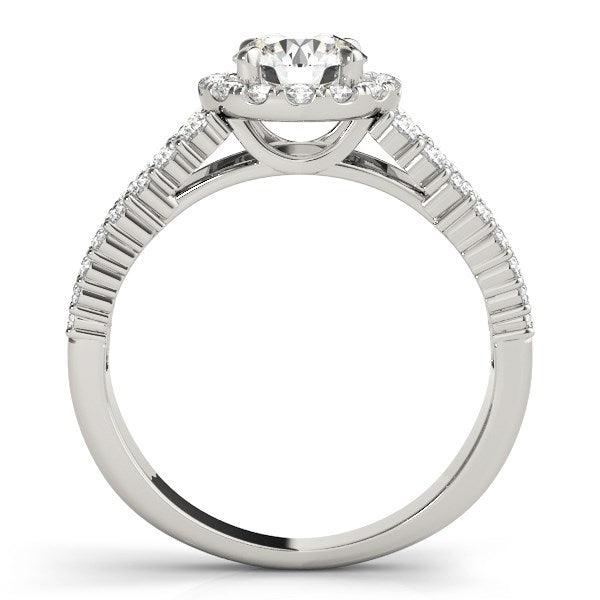 14k White Gold Graduated Pave Set Shank Diamond Engagement Ring (1 5/8 cttw) - Ellie Belle