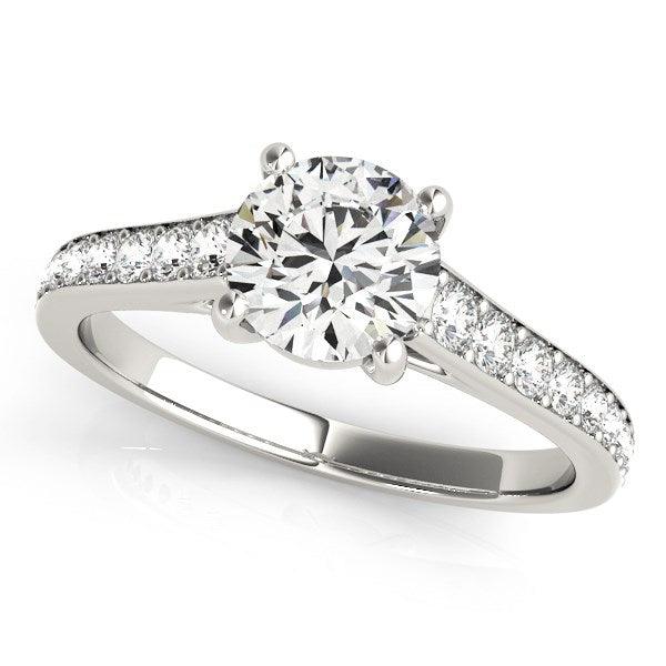 14k White Gold Graduated Single Row Diamond Engagement Ring (1 1/3 cttw) - Ellie Belle