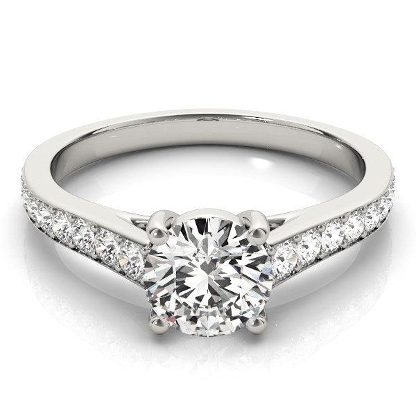 14k White Gold Graduated Single Row Diamond Engagement Ring (1 1/3 cttw) - Ellie Belle