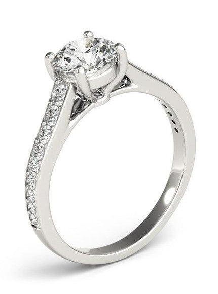 14k White Gold Graduated Single Row Diamond Engagement Ring (1 1/3 cttw) - Ellie Belle