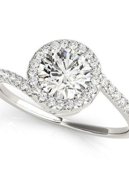 14k White Gold Halo Design Bypass Round Diamond Engagement Ring (5/8 cttw) - Ellie Belle