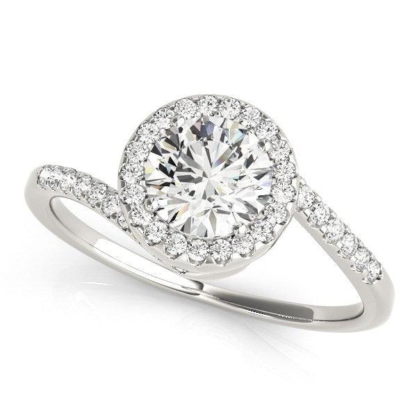 14k White Gold Halo Design Bypass Round Diamond Engagement Ring (5/8 cttw) - Ellie Belle