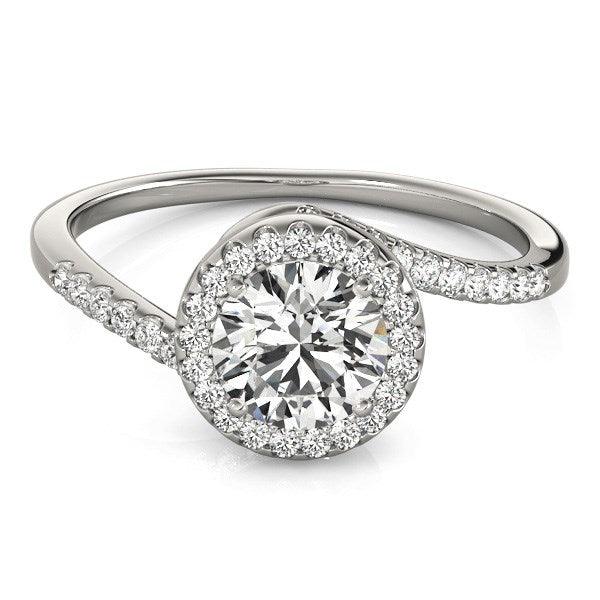 14k White Gold Halo Design Bypass Round Diamond Engagement Ring (5/8 cttw) - Ellie Belle