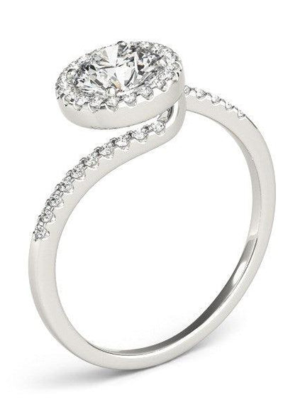 14k White Gold Halo Design Bypass Round Diamond Engagement Ring (5/8 cttw) - Ellie Belle