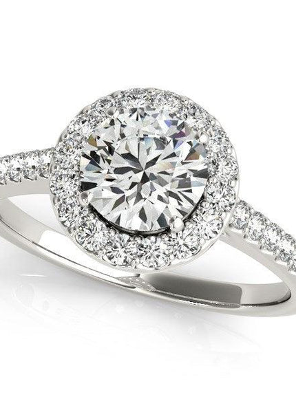 14k White Gold Halo Diamond Engagement Ring (1 3/8 cttw) - Ellie Belle