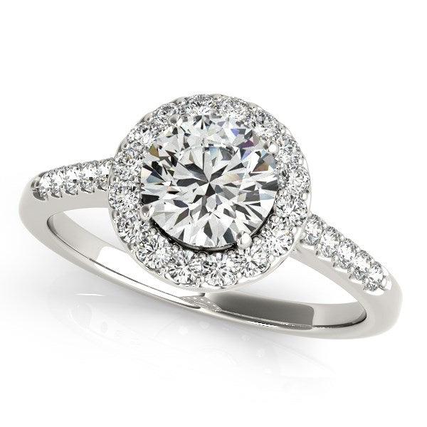 14k White Gold Halo Diamond Engagement Ring (1 3/8 cttw) - Ellie Belle