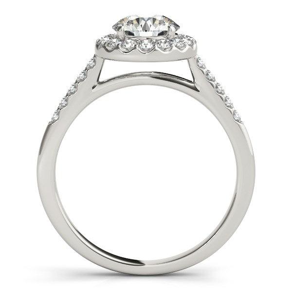 14k White Gold Halo Diamond Engagement Ring (1 3/8 cttw) - Ellie Belle