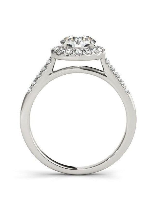 14k White Gold Halo Diamond Engagement Ring (1 3/8 cttw) - Ellie Belle