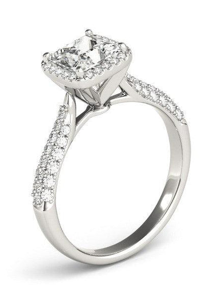 14k White Gold Halo Pave Band Diamond Engagement Ring (1 1/3 cttw) - Ellie Belle