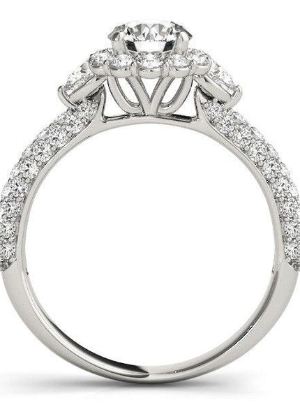 14k White Gold Halo Pave Round Diamond Engagement Ring (2 cttw) - Ellie Belle