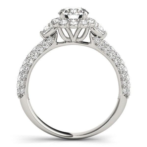 14k White Gold Halo Pave Round Diamond Engagement Ring (2 cttw) - Ellie Belle