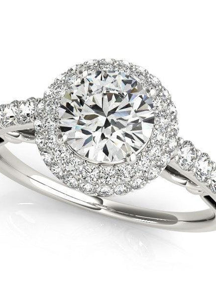 14k White Gold Halo Pave Style Diamond Engagement Ring (1 1/2 cttw) - Ellie Belle