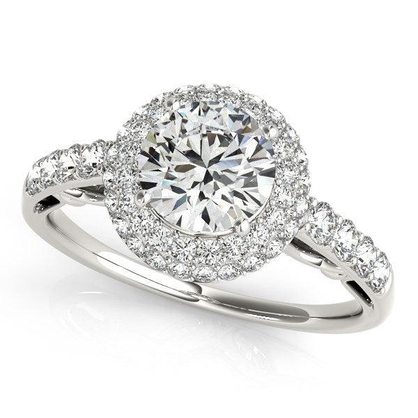 14k White Gold Halo Pave Style Diamond Engagement Ring (1 1/2 cttw) - Ellie Belle