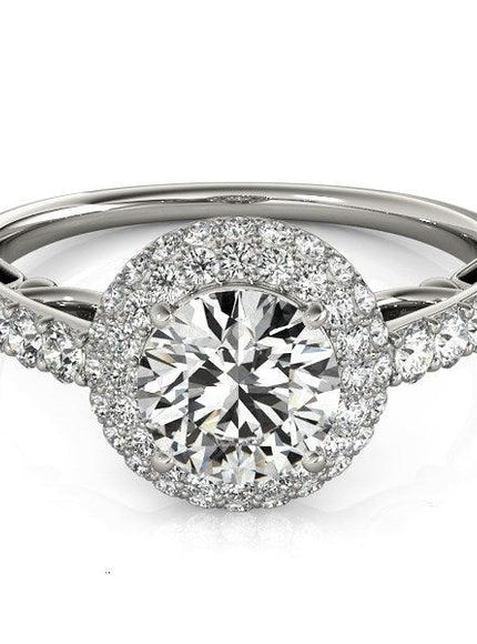 14k White Gold Halo Pave Style Diamond Engagement Ring (1 1/2 cttw) - Ellie Belle