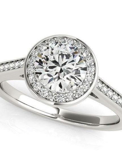 14k White Gold Halo Round Diamond Engagement Ring (1 1/4 cttw) - Ellie Belle