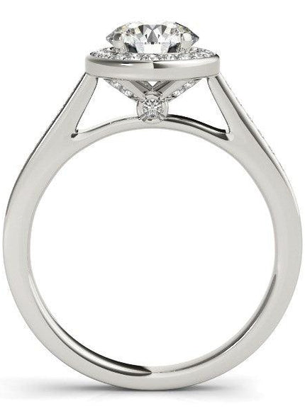 14k White Gold Halo Round Diamond Engagement Ring (1 1/4 cttw) - Ellie Belle