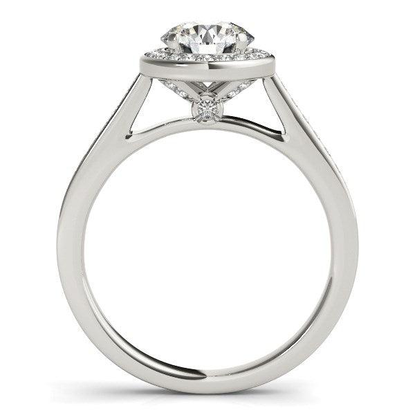 14k White Gold Halo Round Diamond Engagement Ring (1 1/4 cttw) - Ellie Belle