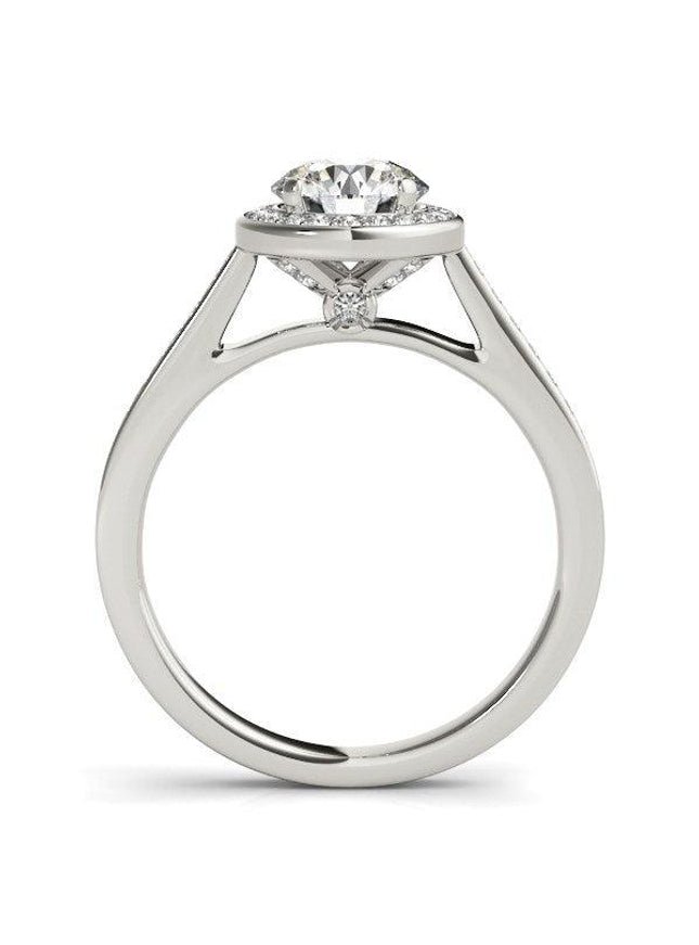 14k White Gold Halo Round Diamond Engagement Ring (1 1/4 cttw) - Ellie Belle