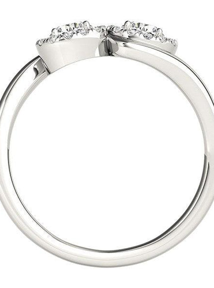 14k White Gold Halo Set Round Two Stone Diamond Ring (3/8 cttw) - Ellie Belle